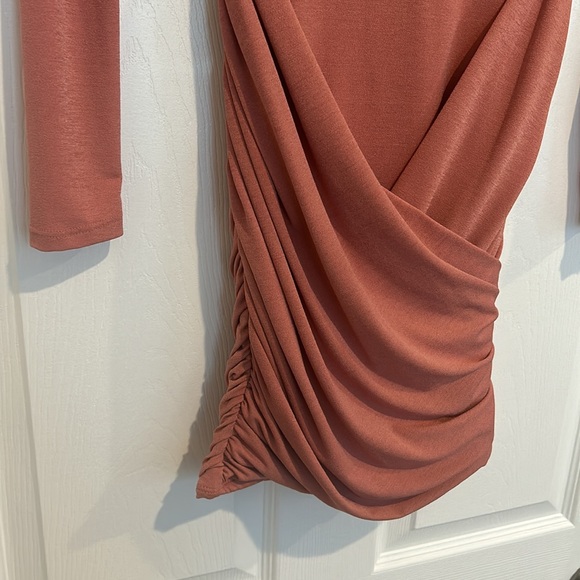 Naked Wardrobe long sleeve dusty mauve pink mini dress size medium - Picture 3 of 5